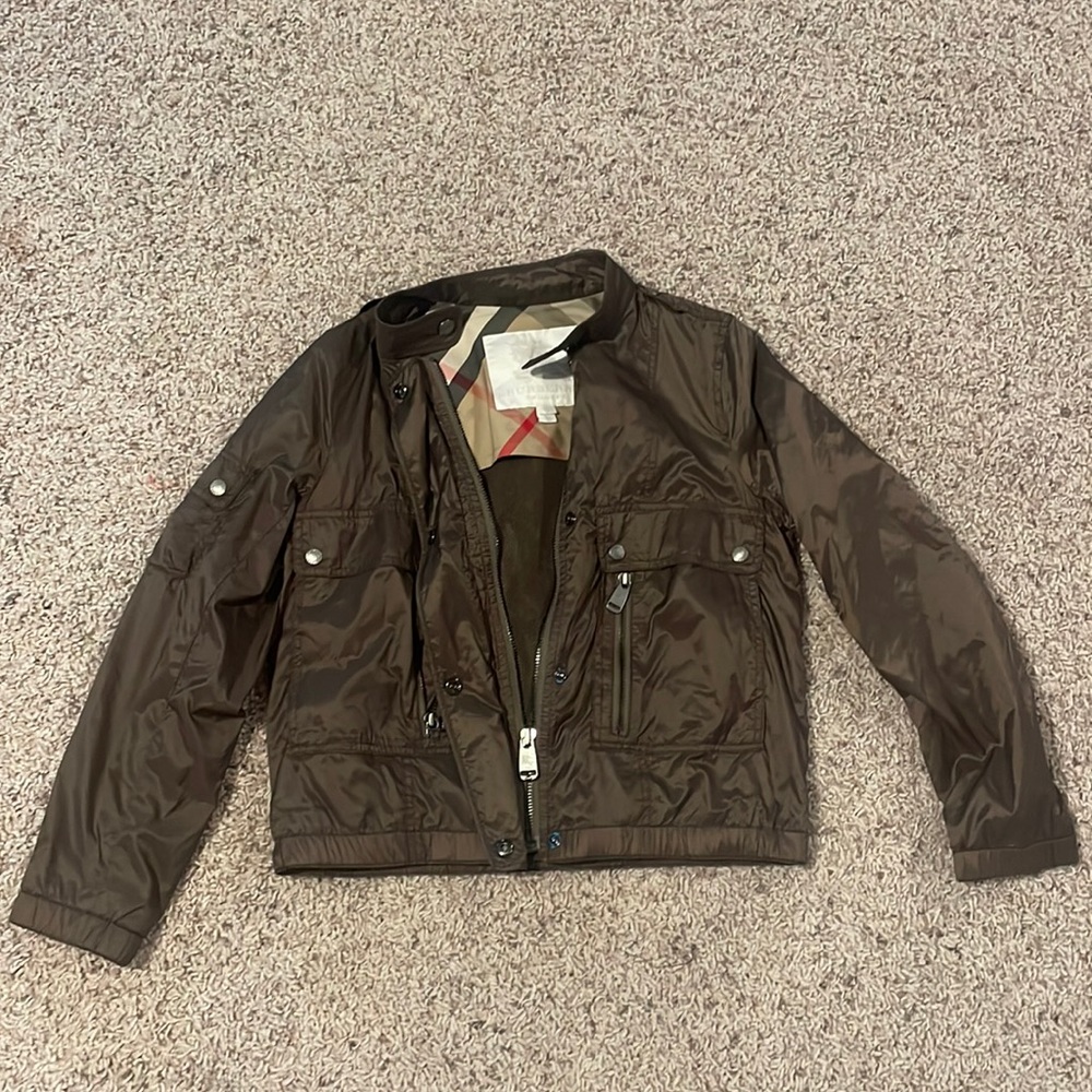 Boys Burberry brown windbreaker / rain jacket excellent condition size 8y